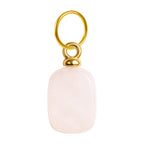 Charm colgante de cuarzo rosa rectangular con aro de acero