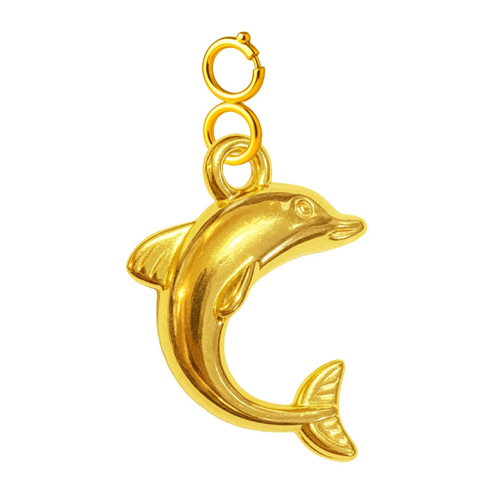 Charm Acero Dorado Chapado Oro 14K Delfín con Cierre
