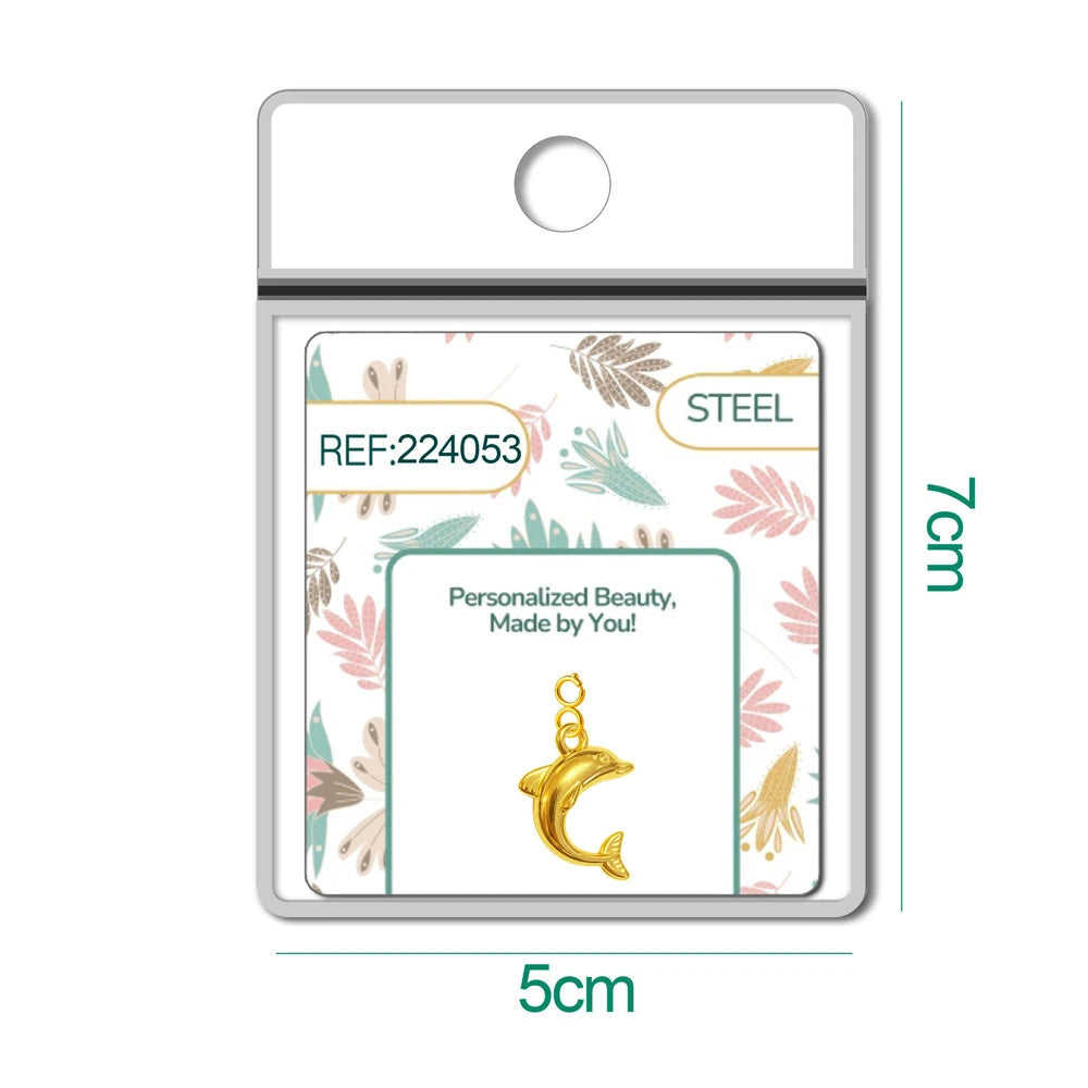 Charm Acero Dorado Chapado Oro 14K Delfín con Cierre detalle