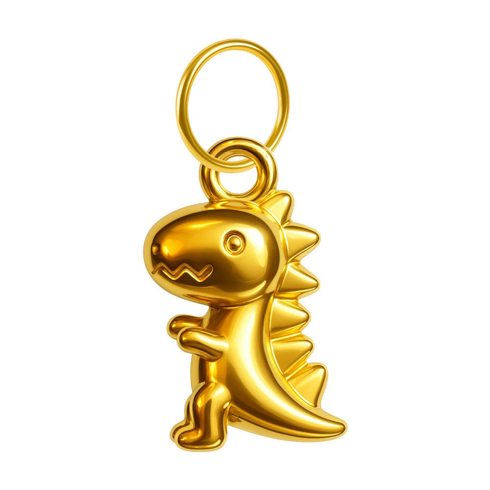 Charm Acero Dorado Chapado Oro 14K Dinosaurio Colgante