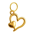 Charm Acero Dorado Chapado Oro 14K Doble Corazón Colgante