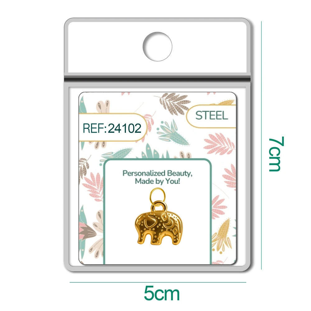 Charm Acero Dorado Chapado Oro 14K Elefante Colgante detalle