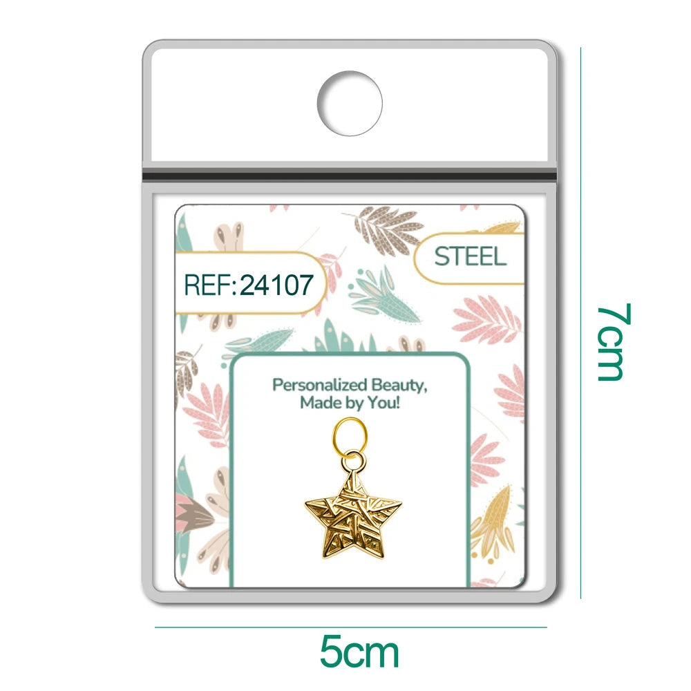 Charm Acero Dorado Chapado Oro 14K Estrella Calada Colgante detalle