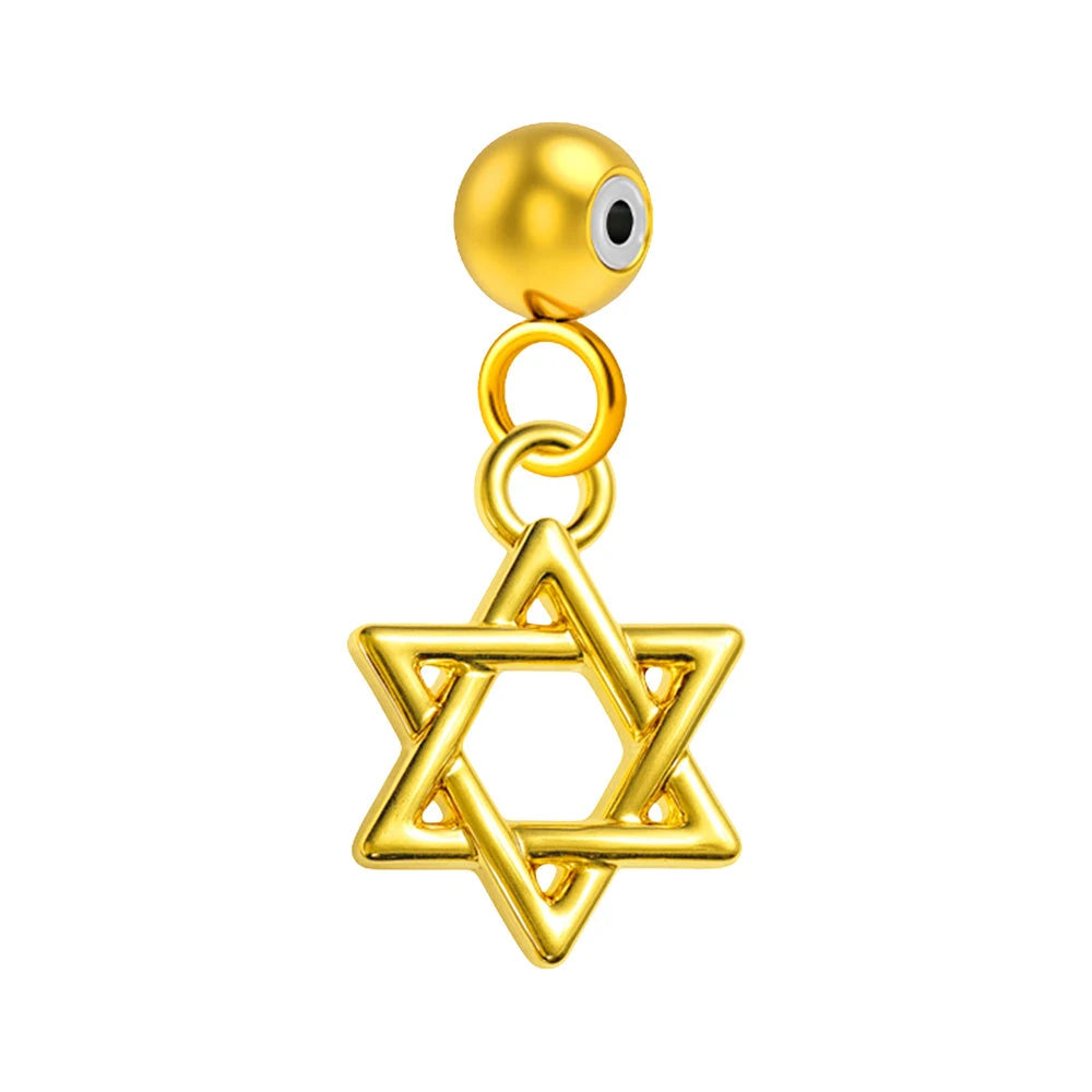Charm Acero Dorado Chapado Oro 14K Estrella de David