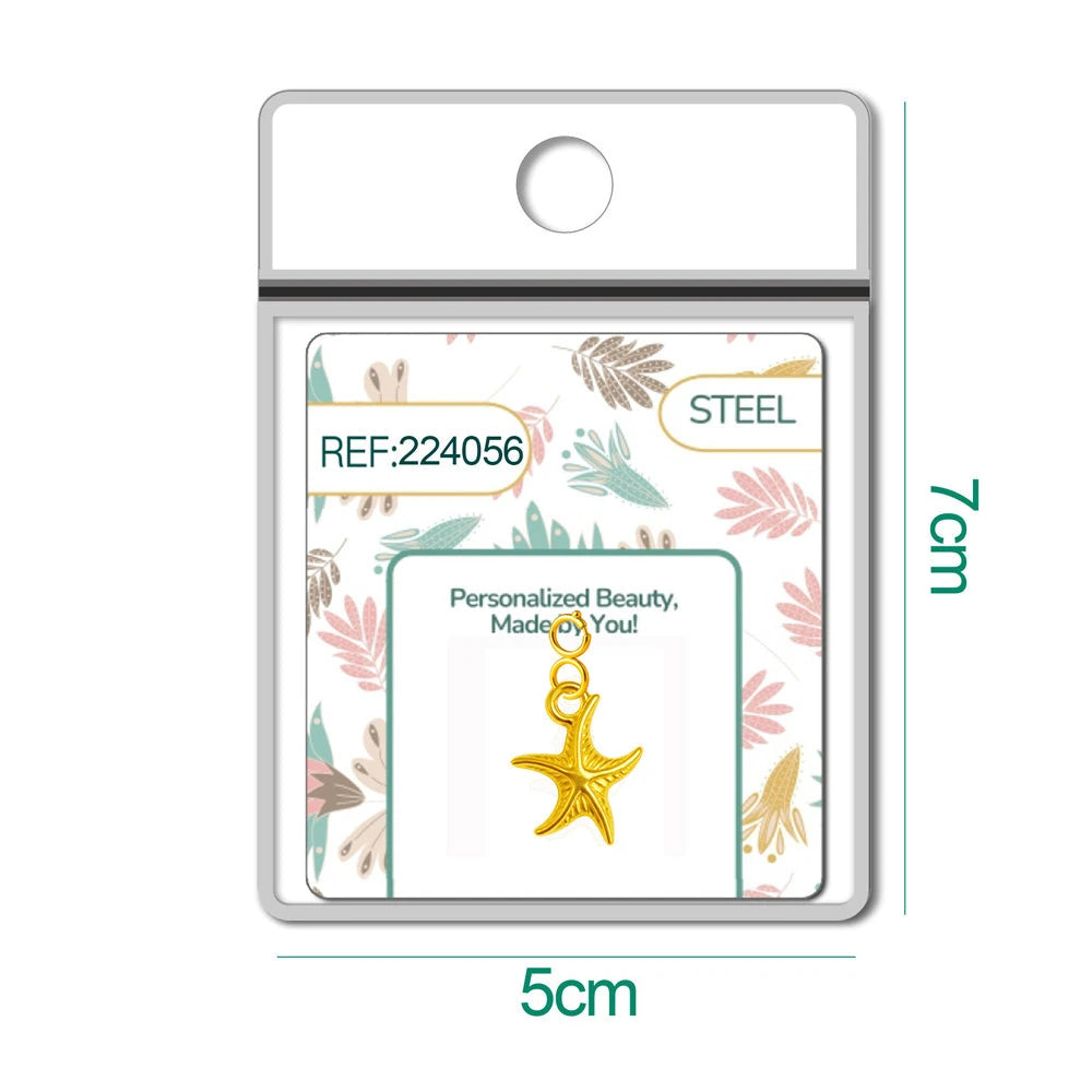 Charm Acero Dorado Chapado Oro 14K Estrella de Mar con Cierre detalle