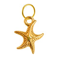 Charm colgante de estrella de mar dorada con aro de acero
