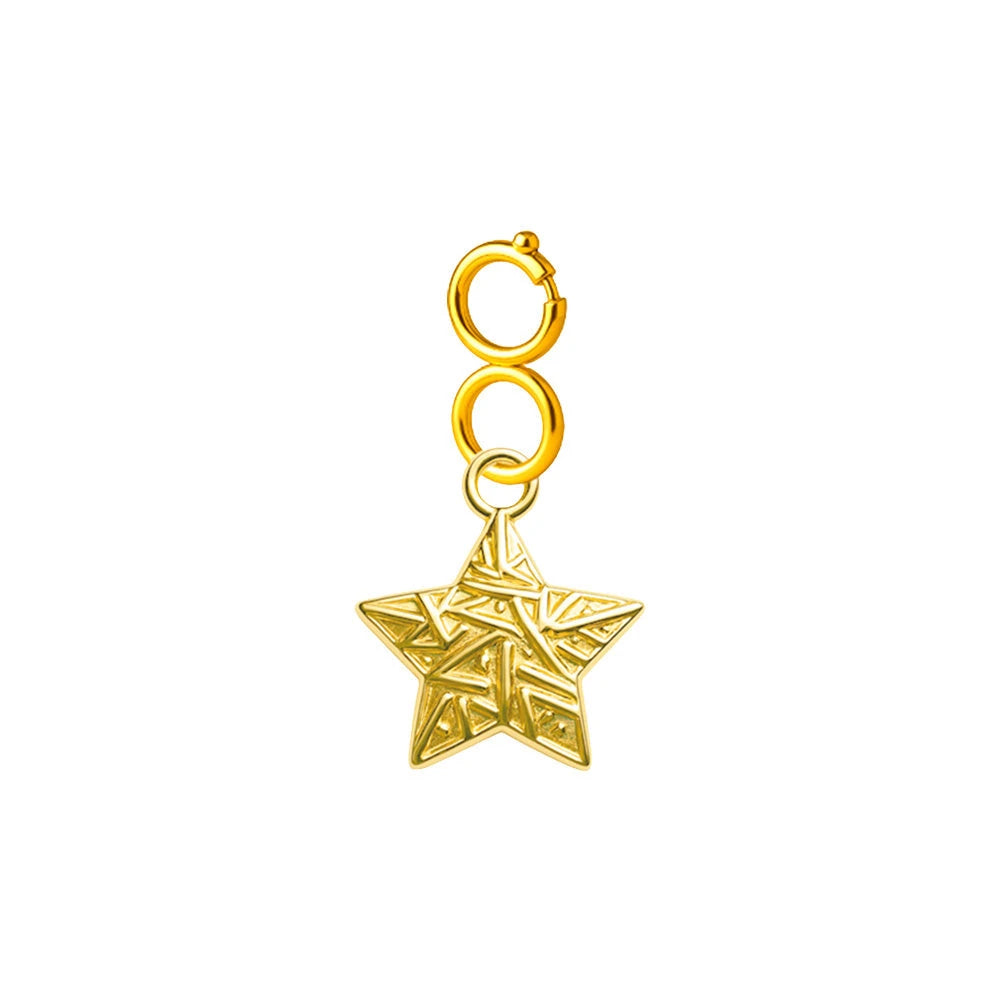 Charm Acero Dorado Chapado Oro 14K Estrella de Mar Relieve con Cierre