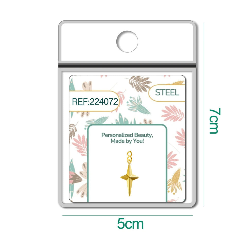 Charm Acero Dorado Chapado Oro 14K Estrella Polar con Cierre detalle