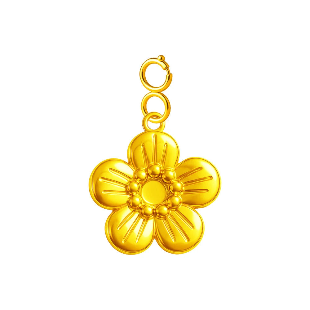 Charm Acero Dorado Chapado Oro 14K Flor con Cierre