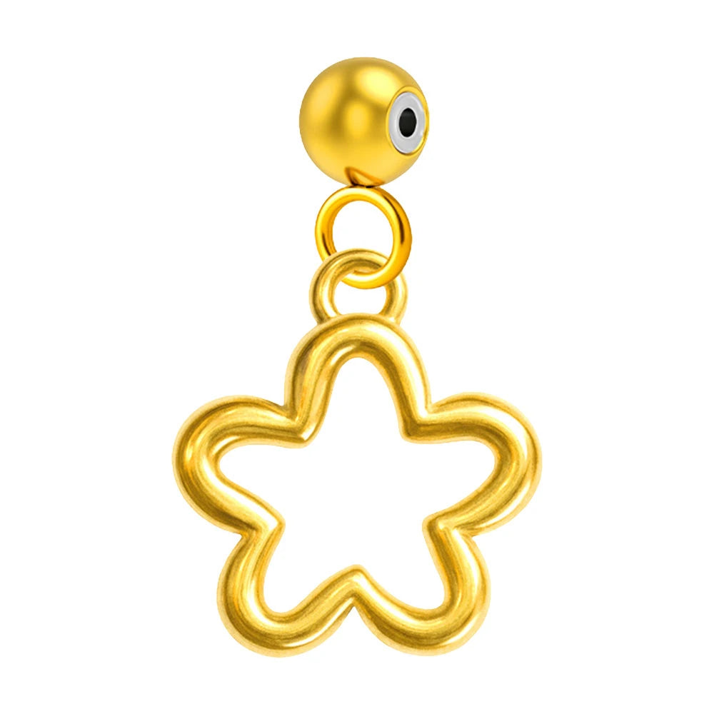 Charm Acero Dorado Chapado Oro 14K Flor Contorno
