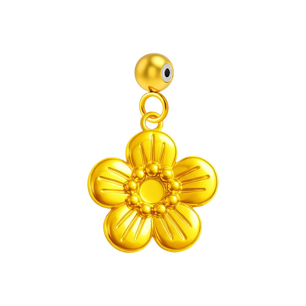 Charm Acero Dorado Chapado Oro 14K Flor Lisa
