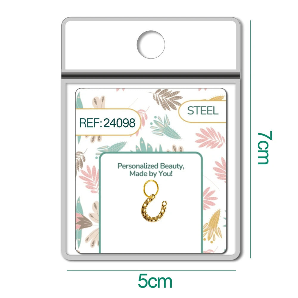 Charm Acero Dorado Chapado Oro 14K Herradura Colgante detalle