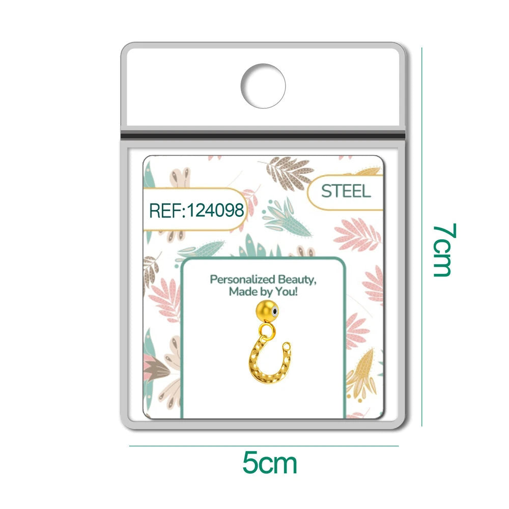 Charm Acero Dorado Chapado Oro 14K Herradura Martillada detalle