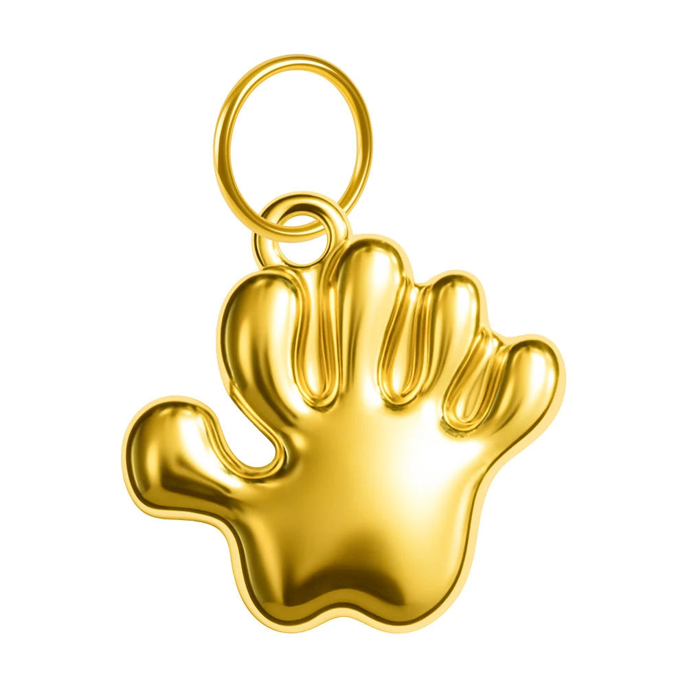 Charm Acero Dorado Chapado Oro 14K Huella Colgante