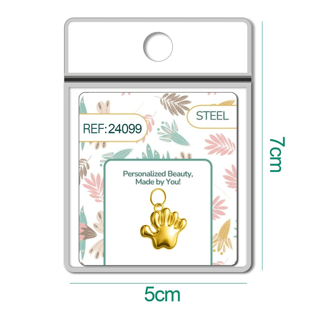 Charm Acero Dorado Chapado Oro 14K Huella Colgante detalle