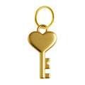 Charm Acero Dorado Chapado Oro 14K Llave Corazón Colgante