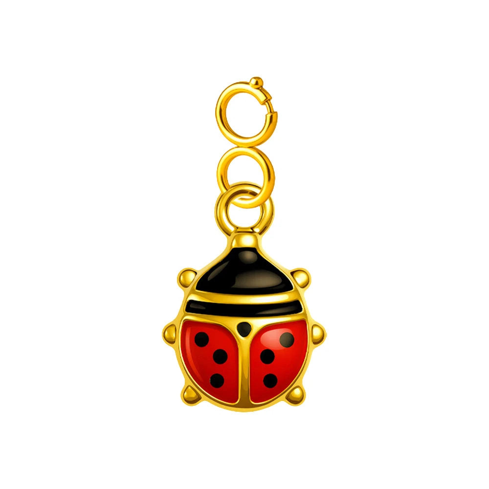 Charm Acero Dorado Chapado Oro 14K Mariquita con Cierre