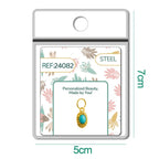 Charm Acero Dorado Chapado Oro 14K Medallón Turquesa Ovalado Colgante detalle