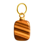 Charm colgante de ojo de tigre rectangular con aro de acero