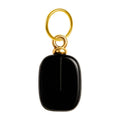 Charm colgante de ónix negro rectangular con aro de acero