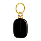 Charm colgante de ónix negro rectangular con aro de acero