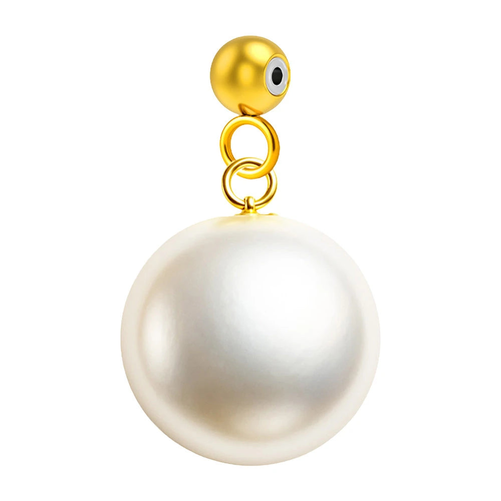 Charm Acero Dorado Chapado Oro 14K Perla Redonda Grande