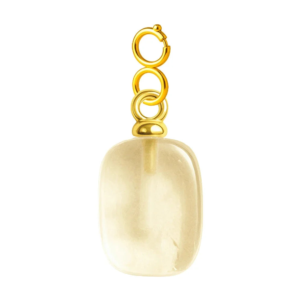 Charm de Piedra en Acero Dorado Chapado Oro 14K con Cierre - Color de Piedra Blanca - SKU 224060