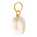 Charm colgante de piedra blanca rectangular con aro de acero