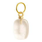 Charm colgante de piedra blanca rectangular con aro de acero