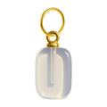 Charm colgante de piedra lunar rectangular con aro de acero