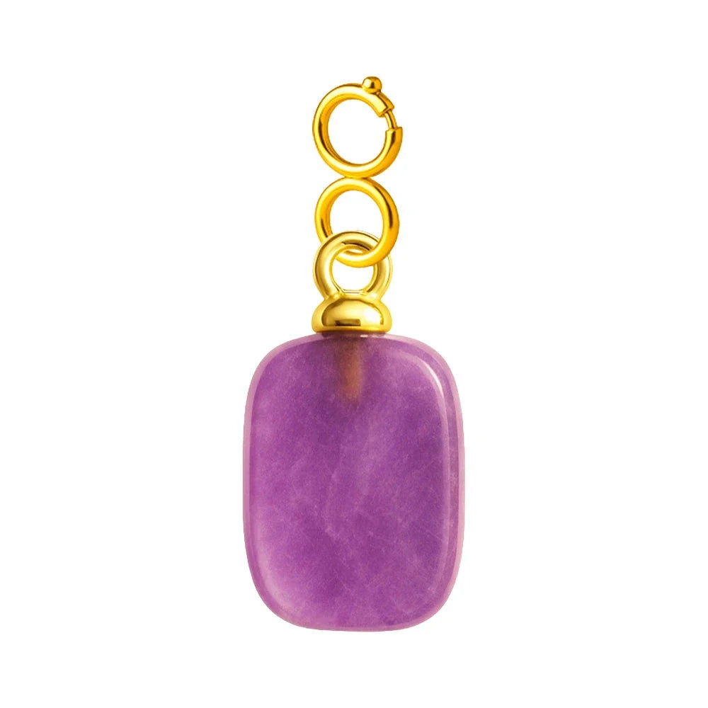Charm de Piedra en Acero Dorado Chapado Oro 14K con Cierre - Color de Piedra Morada - SKU 224062