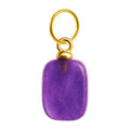 Charm colgante de piedra morada rectangular con aro de acero