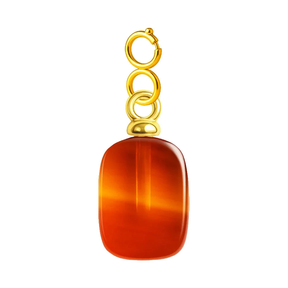 Charm de Piedra en Acero Dorado Chapado Oro 14K con Cierre - Color de Piedra Naranja - SKU 224066