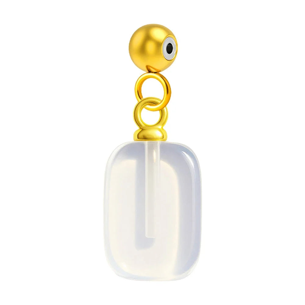 Charm de Piedra Rectangular en Acero Dorado Chapado Oro 14K - Color de Piedra Opalina - SKU 124067