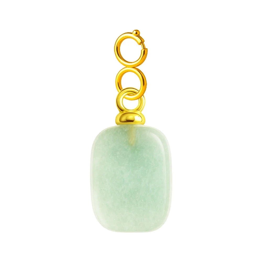 Charm de Piedra en Acero Dorado Chapado Oro 14K con Cierre - Color de Piedra Verde - SKU 224065