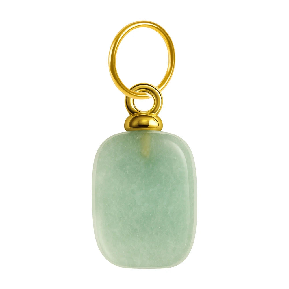 Charm colgante de piedra verde rectangular con aro de acero