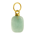 Charm colgante de piedra verde rectangular con aro de acero