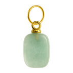 Charm colgante de piedra verde rectangular con aro de acero