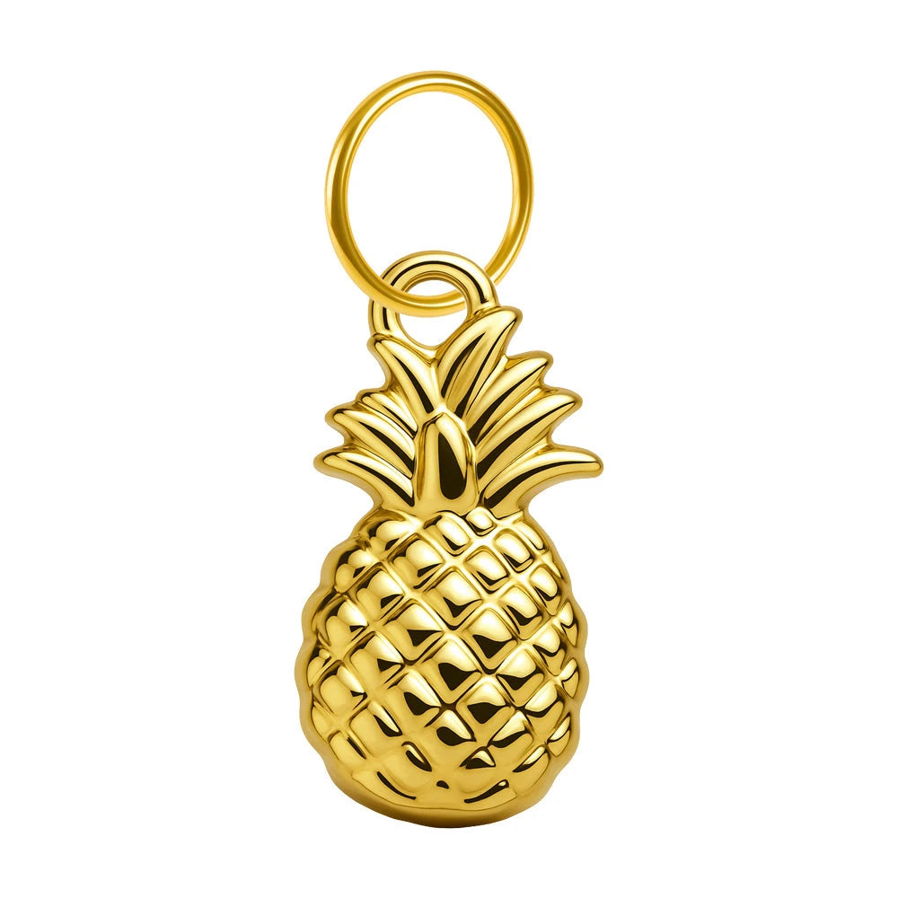 Charm Acero Dorado Chapado Oro 14K Piña Colgante