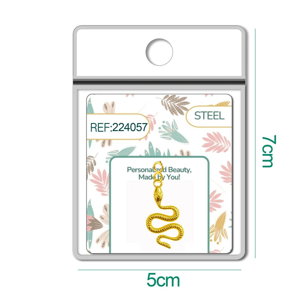 Charm Acero Dorado Chapado Oro 14K Serpiente con Cierre detalle
