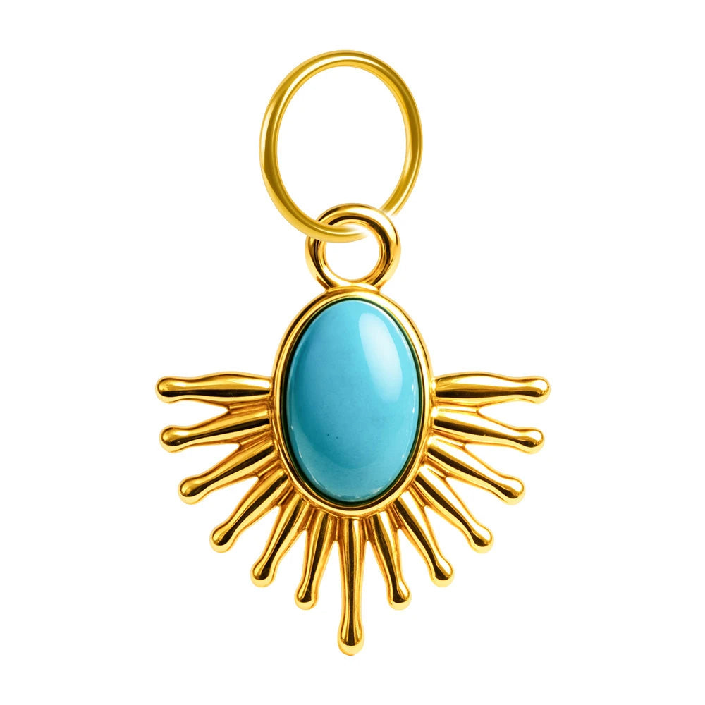Charm colgante de sol turquesa con aro de acero