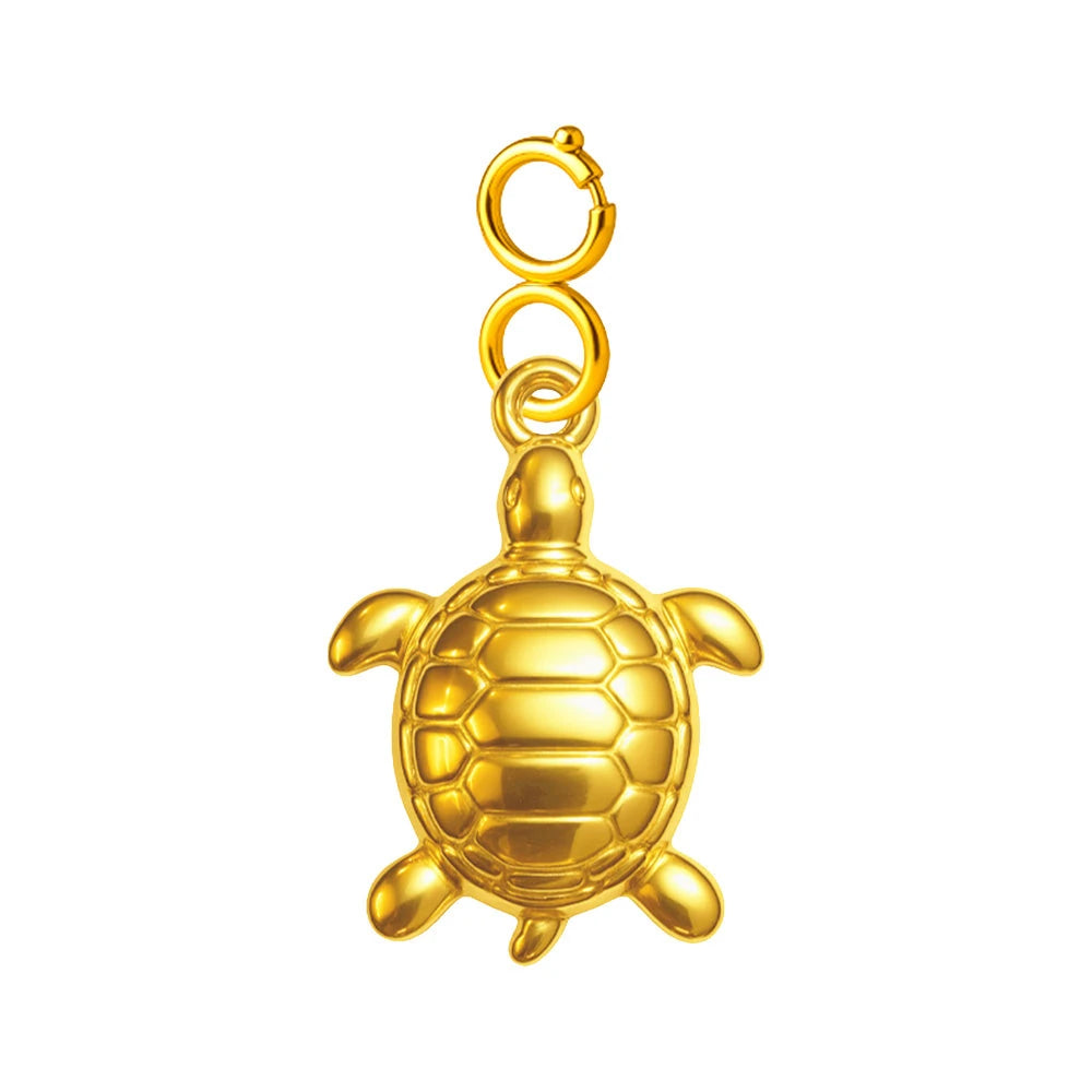 Charm Acero Dorado Chapado Oro 14K Tortuga con Cierre