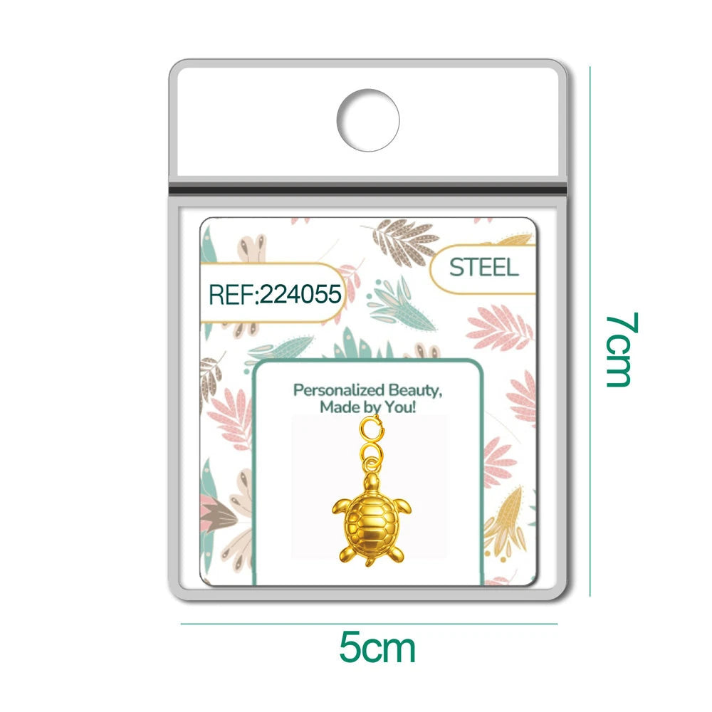 Charm Acero Dorado Chapado Oro 14K Tortuga con Cierre detalle