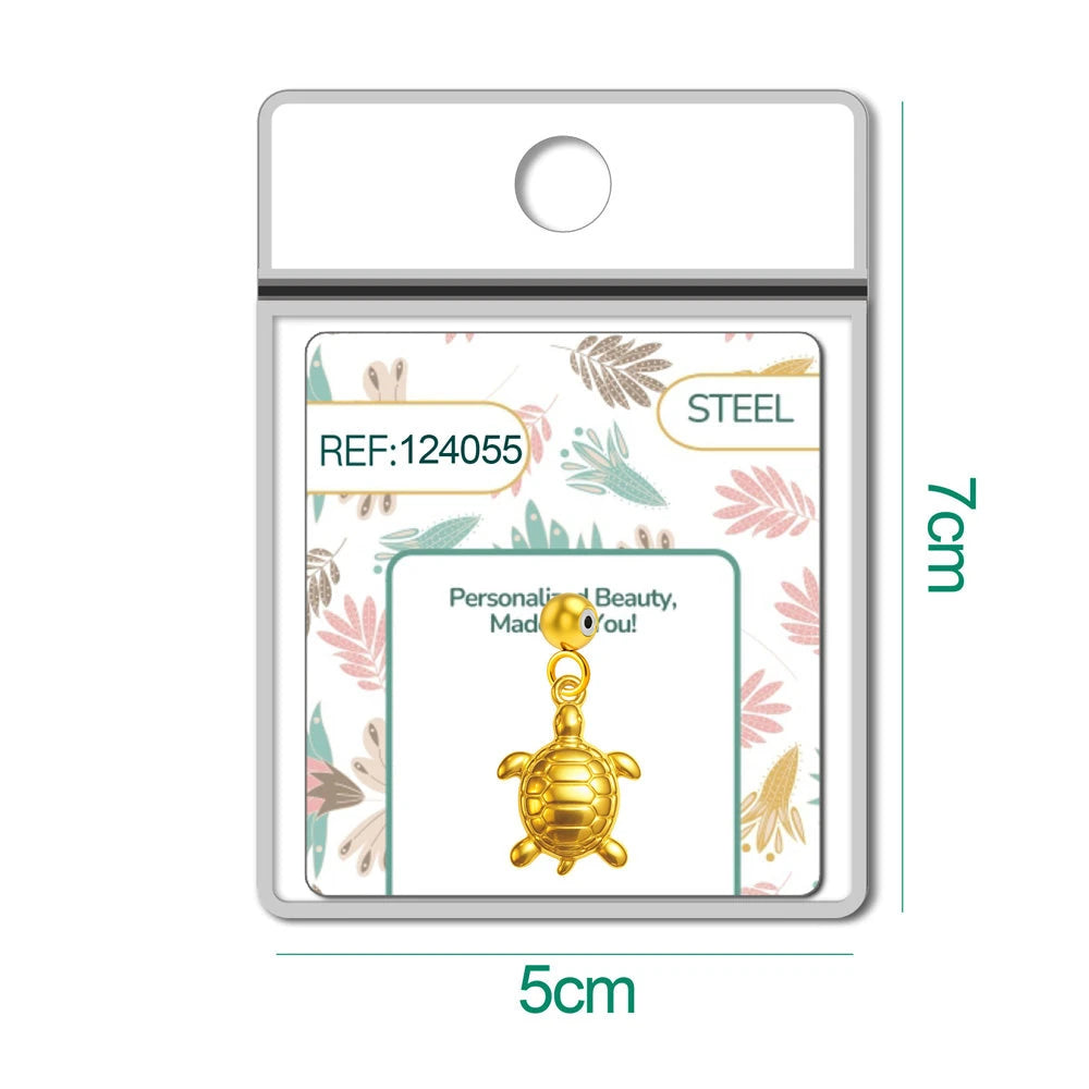 Charm Acero Dorado Chapado Oro 14K Tortuga Lisa detalle