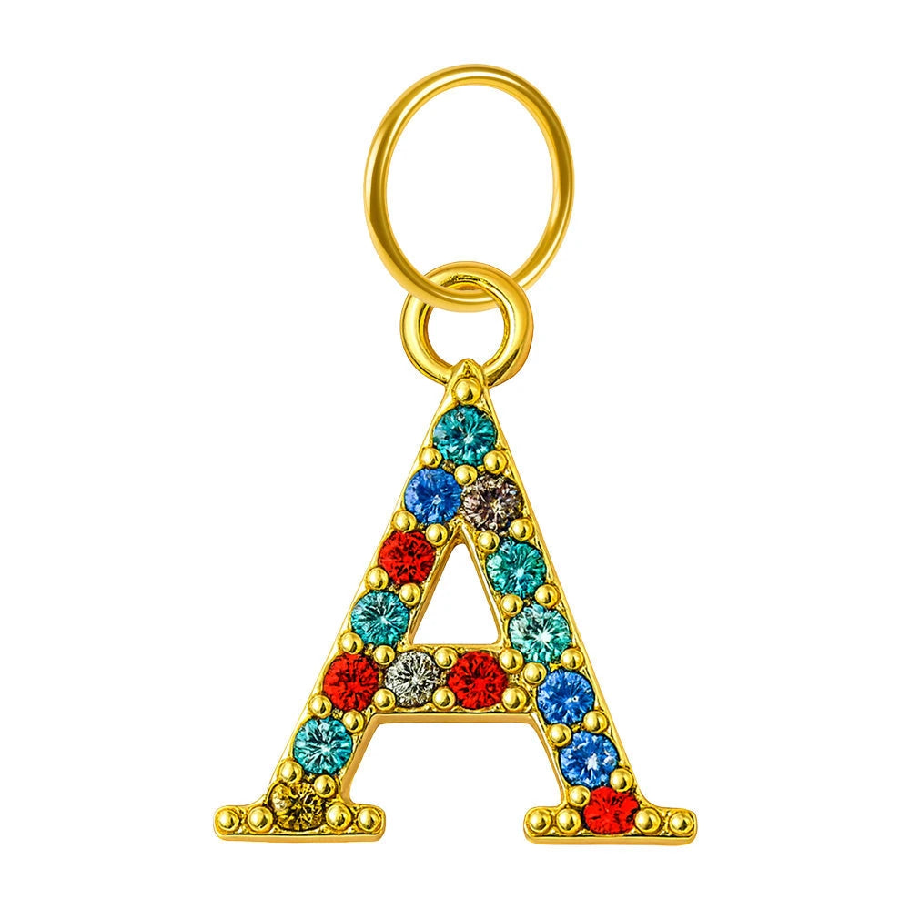 Charm Acero Dorado con Circonita Letra A Colgante