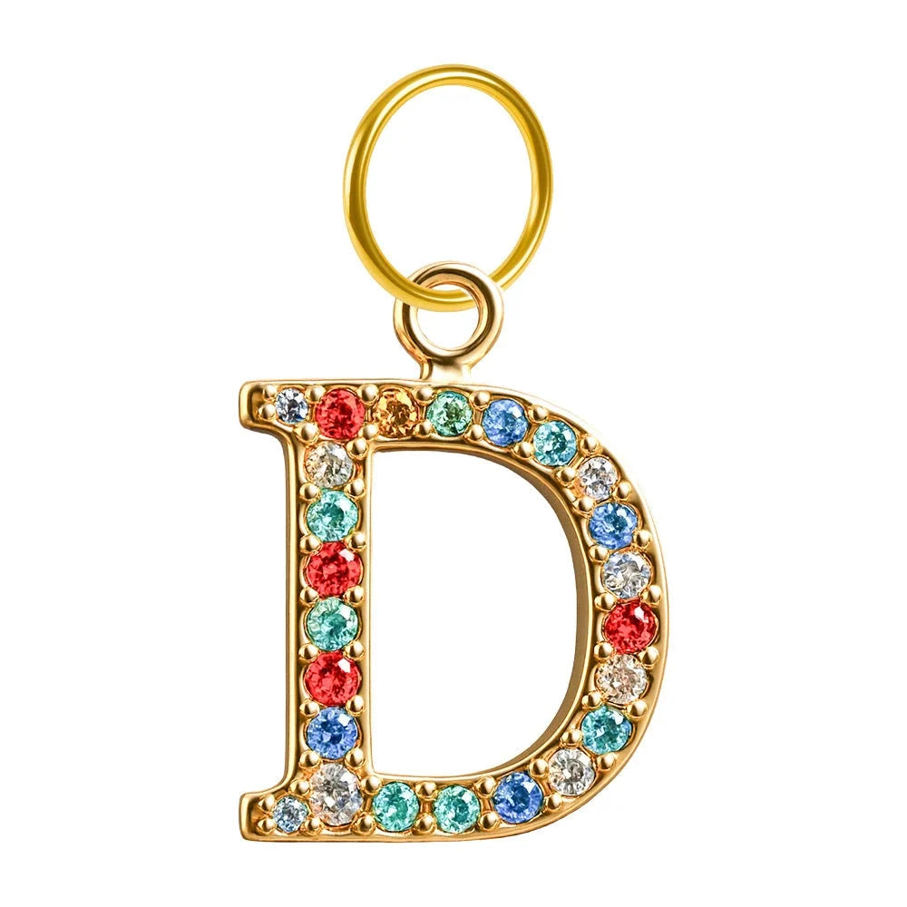 Charm Colgante con Letra Inicial y Circonita - Letra D - SKU 24001