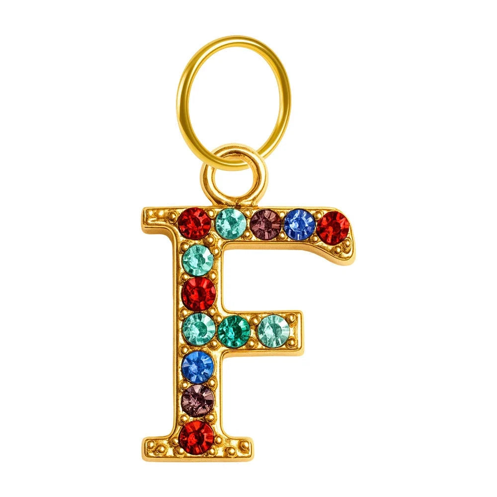 Charm Colgante con Letra Inicial y Circonita - Letra F - SKU 24003