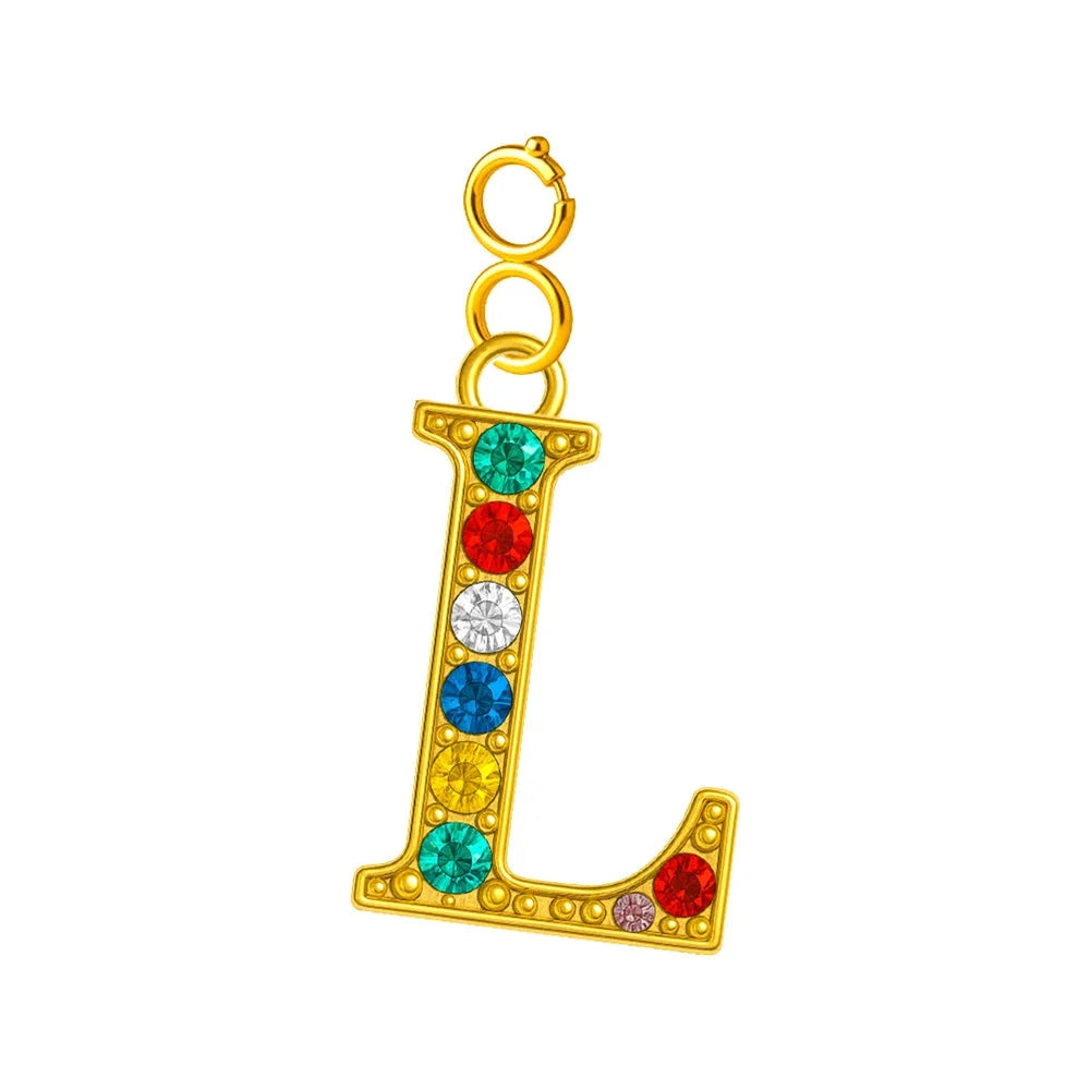 Charm Letra Inicial con Circonitas Multicolor y Cierre - Letra L - SKU 224009