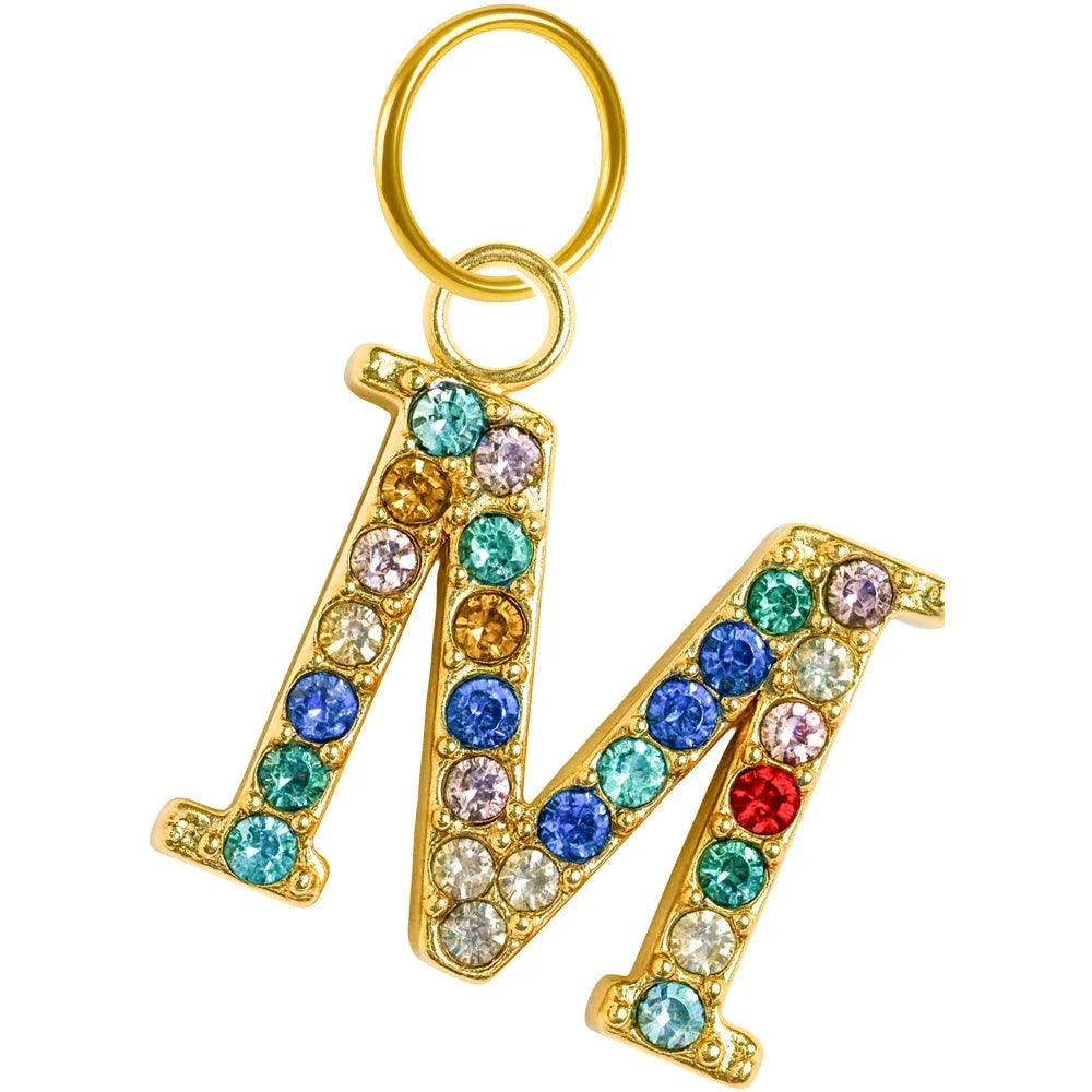 Charm Colgante con Letra Inicial y Circonita - Letra M - SKU 24010