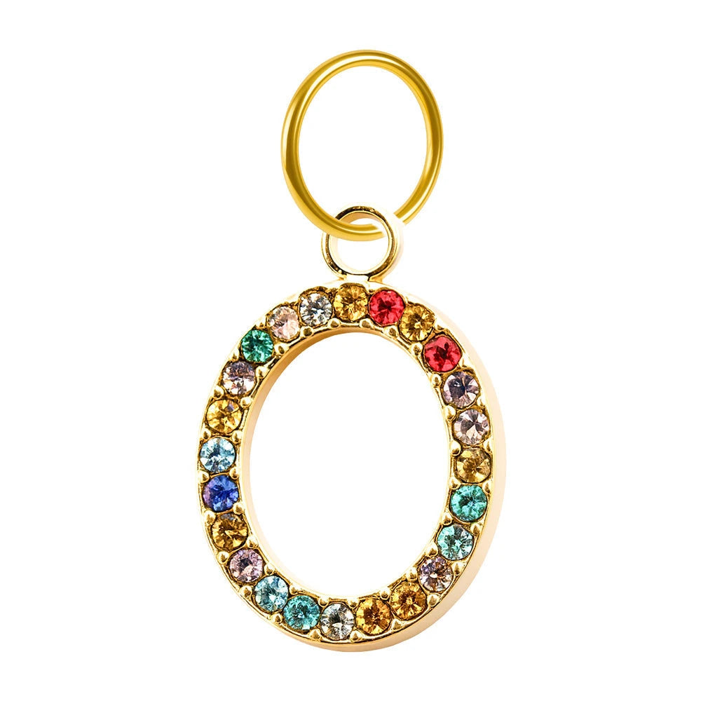 Charm Acero Dorado con Circonita Letra O Colgante